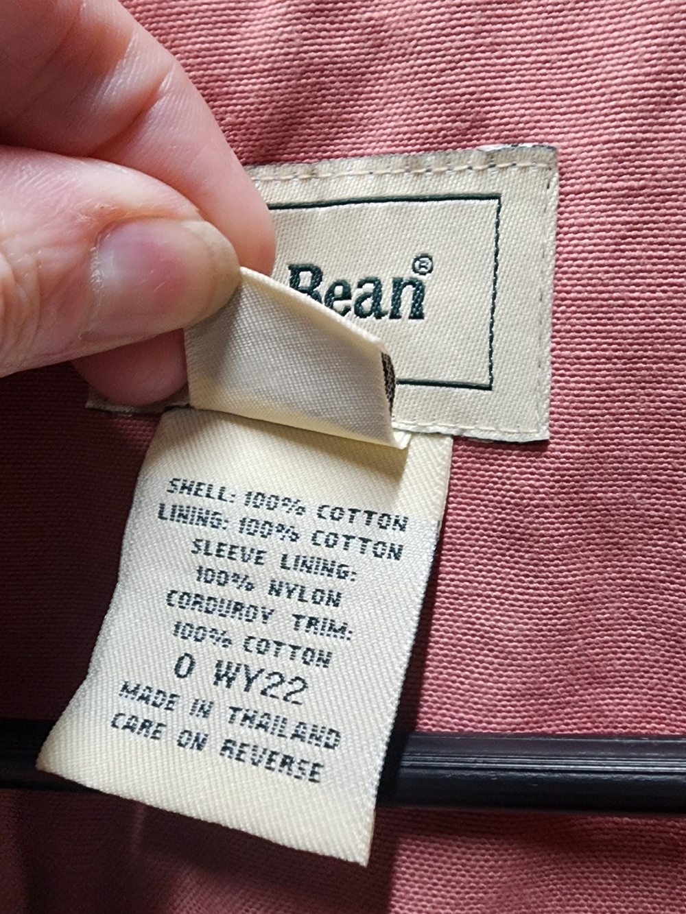 L.L. Bean Pink Chore Barn Trench Coat with Brown Corduroy Collar - Picture 3 of 5
